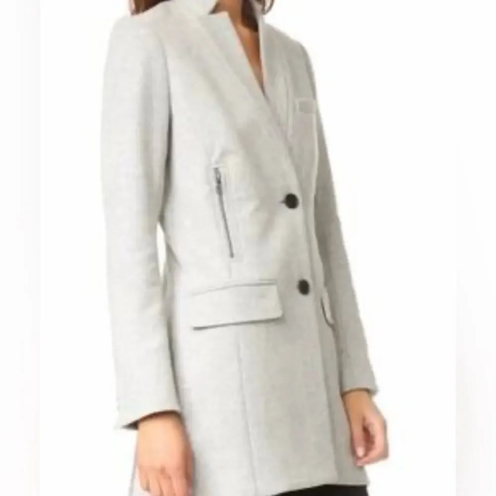 Veronica Beard Light Gray Car Coat Melange Wool Cashmere Size 0
